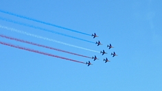 Alphajet PAF Patrouille de France au dessus de la Manche 100ème anniversaire de la 1ère traversée de la Manche