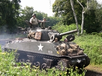 m4 sherman 105mm tanks in town 2005 mons bois brûlé ghlin