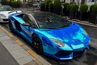 blue chrome lamborghini aventador lp 700-4 DMC Carspotting à Paris, août 2015