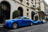 blue chrome rollas-royce ghost Carspotting à Paris, août 2015