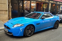 blue Jaguar XK-RS convertible Carspotting à Paris, septembre 2015